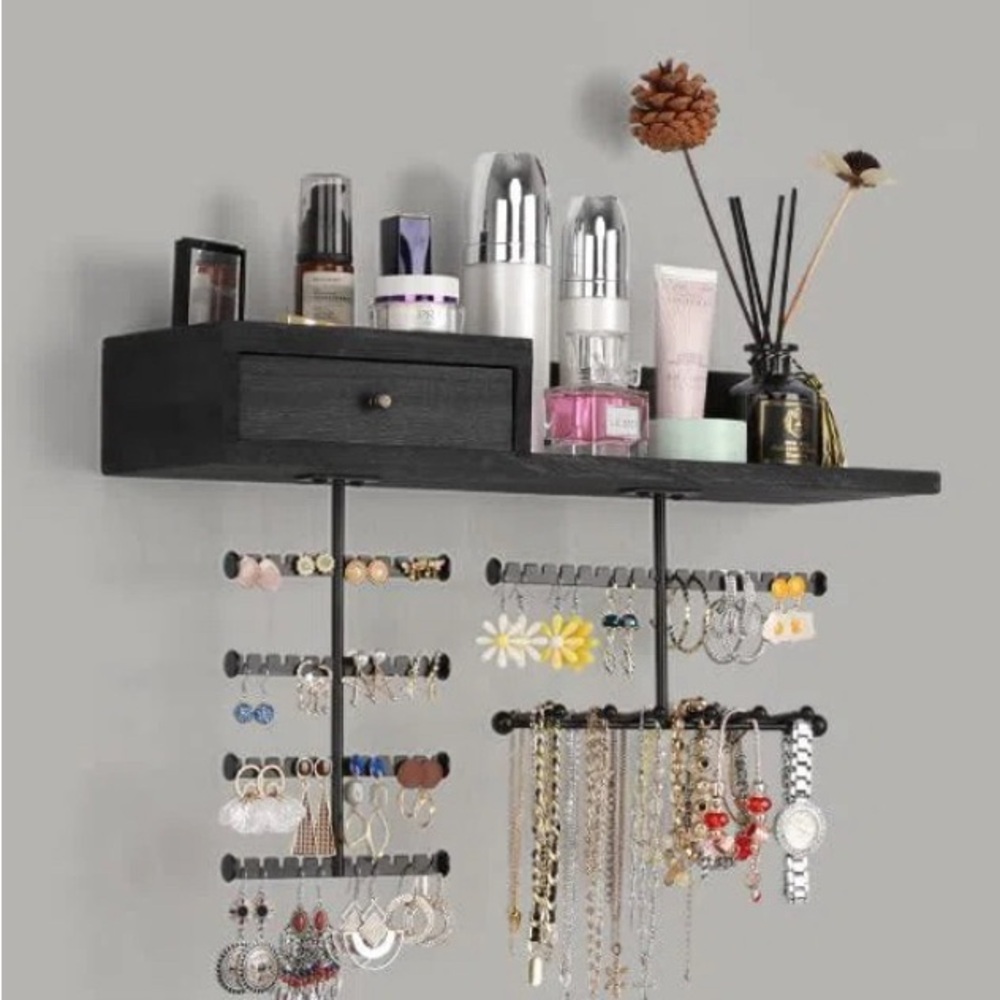 Black wall hung jewelry storage/ organizer